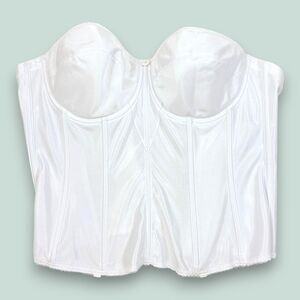 Dominique White Satin Bustier 38D Corset Top Bridal Coquette Y2K